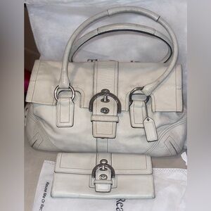 Elegant Coach Handbag and Wallet in Bone